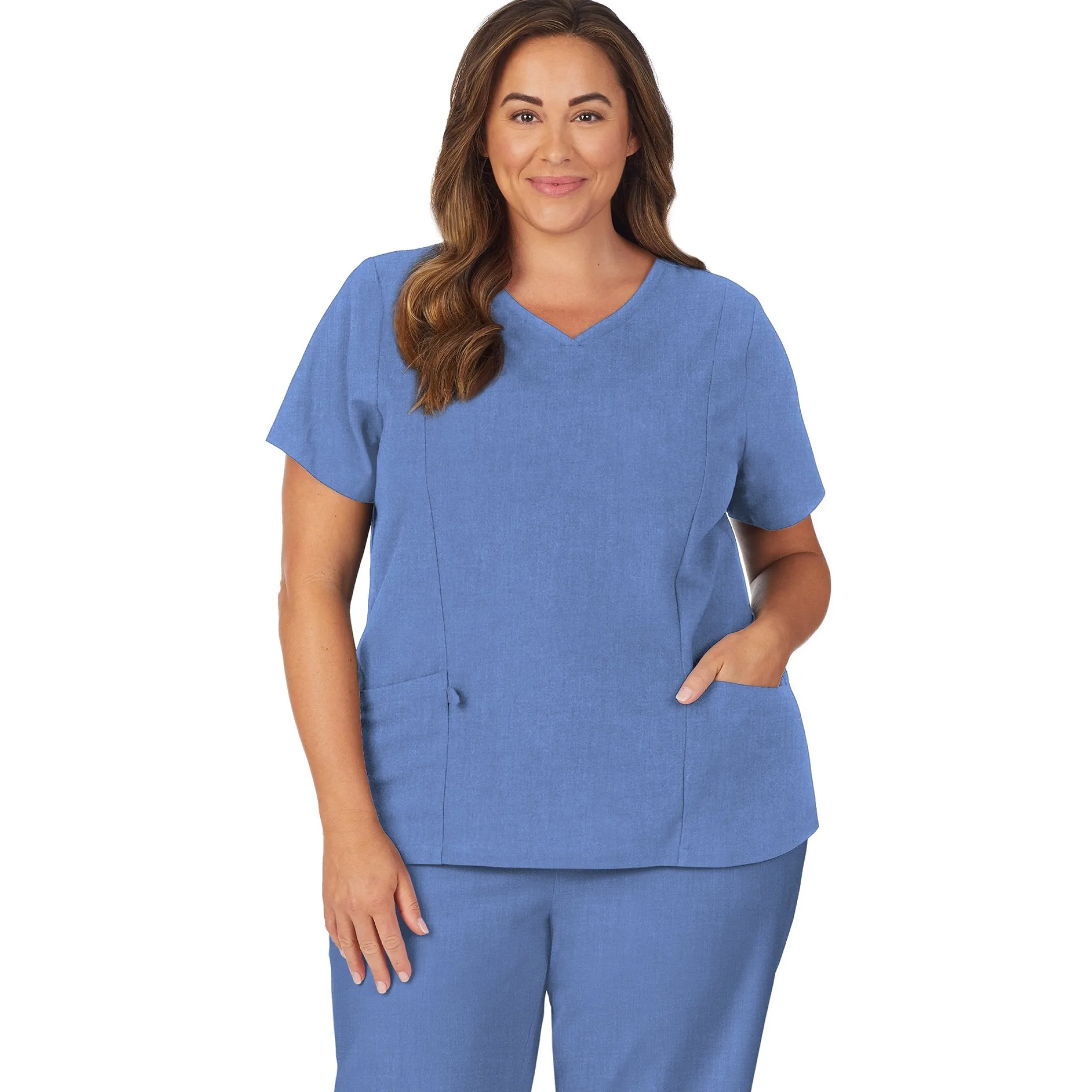 Womens Scrub V-Neck Top with Side Pockets PLUS