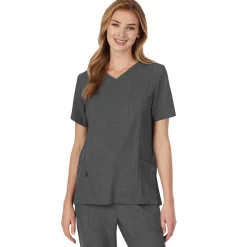 Womens Scrub V-Neck Top with Side Pockets PETITE