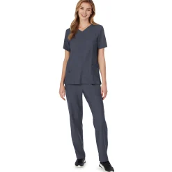Womens Scrub V-Neck Top with Side Pockets PETITE