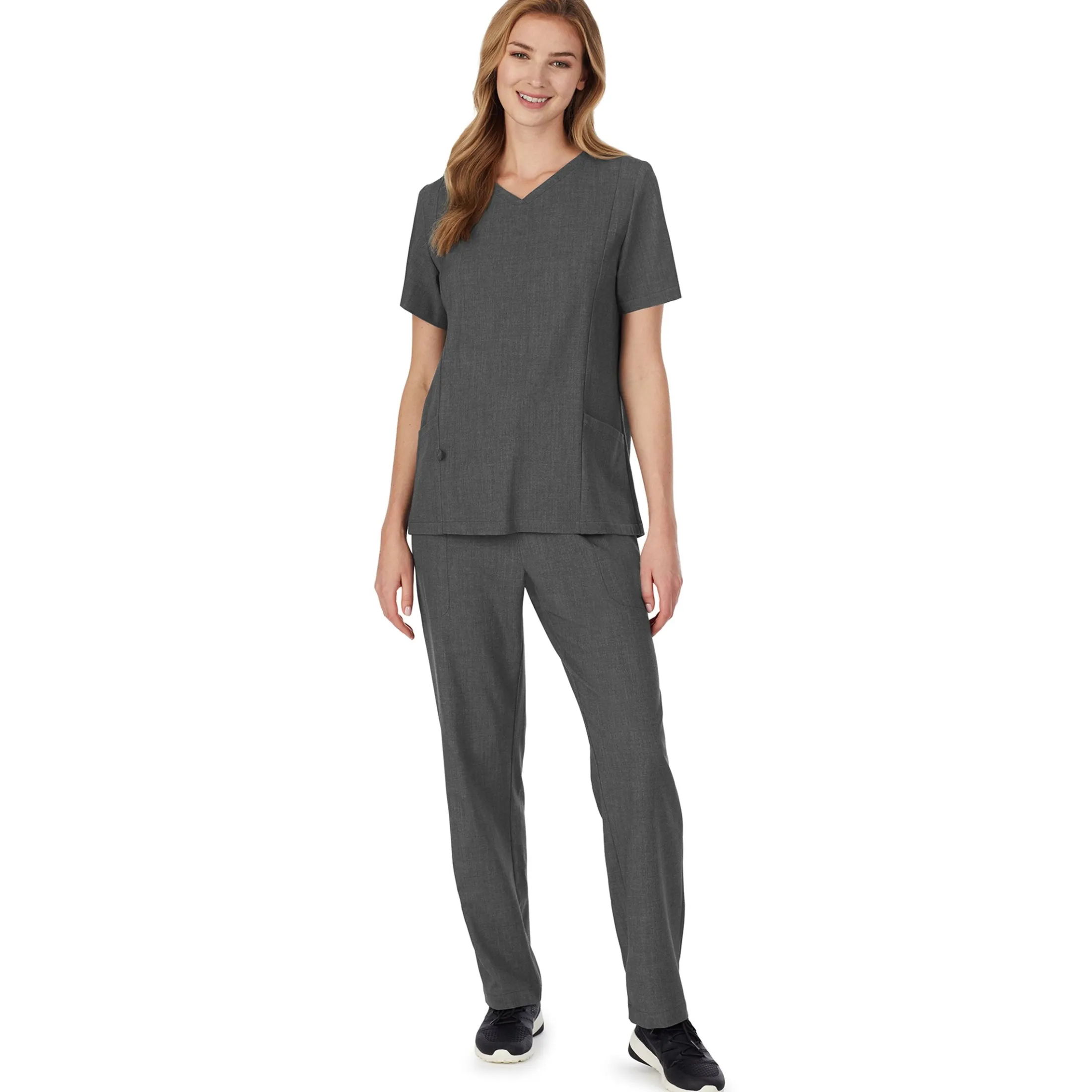 Womens Scrub V-Neck Top with Side Pockets