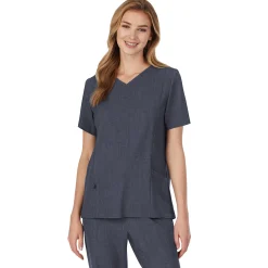 Womens Scrub V-Neck Top with Side Pockets