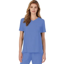 Womens Scrub V-Neck Top with Chest Pocket